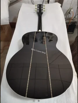 Bezmaksas piegāde cietā melnā spīduma apdare Pasūtījuma Jumbo ģitāra 180 akustiskās elektriskās Guitarra,roku darbs pielāgot akustisko ģitāru
