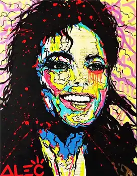 Roku darbs Alec Monopols Banksy Eļļas Glezna uz Audekla Graffiti mākslas Michael Jackson 24x36