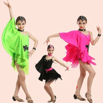 Bērnu latīņu deju konkurss drēbes rozā vidu piedurknēm standarta meitene kleita deju apģērba latīņu praksi apģērbu dqs7304 pirkt \ Posmā & Deju Apģērbi ~ www.xenydancestudio.lv 11