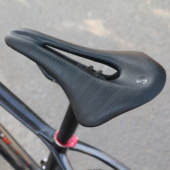 TOSEEK oglekļa šķiedras ādas velosipēdu seglu ceļu satiksmes kalnu mtb locīšanas velosipēdu seglu priekšējā sēdekļa 248*145mm velosipēdu daļas, melns