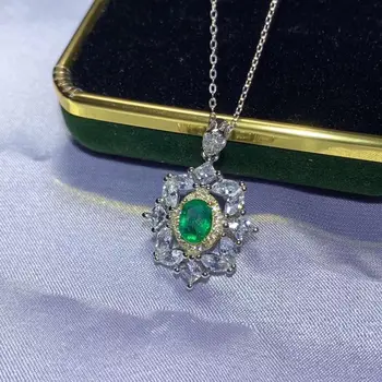 Izsmalcināti sieviešu kaklarota dabas emerald gem pendant kaklarota 925 sterling sudraba kaklarota zaļās dabas gem ziemassvētku dāvanu 1