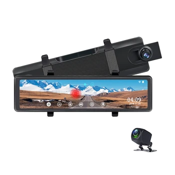 JAUNS-4K DVR WiFI Atpakaļskata Spogulis Dash Kamera HD 1080P Auto Plūsma Mediju Vadītāja Ieraksti Nakts Redzamības Reversa Attēlu Dash Cam 1