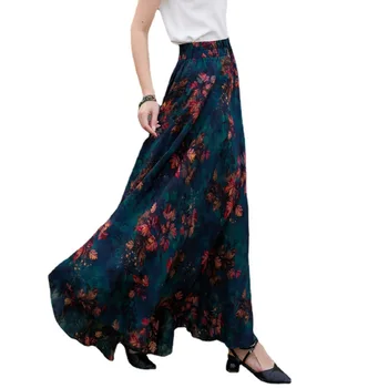 Vasarā Sievietēm Bohemia Stila Iespiesti Brīvdienas Maxi Ilgi Svārki, Elastīga Vidukļa 50S Vintage Aline Puse Pludmali Sieviešu Svārki Apģērbi