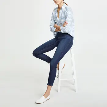 Eiropas un Amerikas melnā augstu vidukļa nelielu pēdu ceturksnī džinsi sieviešu elastīgs slim parādīt plānas kvalitāti 1