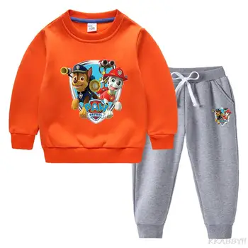 ĶEPA PATRUĻAS Modes Karikatūra Tērpiem, Zēns, Meitene Drēbes Rudens Pavasara Bērnu Kokvilnas Džemperis Uzstādīt Toddler Džemperis Top+bikses Uzvalks