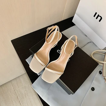 Zila pu ādas sieviešu mūļu sandales augstpapēžu čības dāmas apaļu purngalu kleitu, kurpes, liela izmēra slaidi ir 2021. jaunā partija apavi pirkt \ Papēži ~ www.xenydancestudio.lv 11