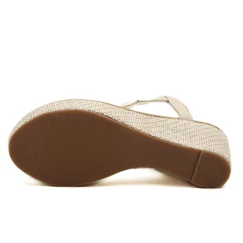 Sievietēm jaunā modes atvērtu purngalu zamšādas ādas augsta platforma ķīlis sandales mežģīnes-up modes zīmola augstums palielinājies ķīlis sandales pirkt \ Papēži ~ www.xenydancestudio.lv 11