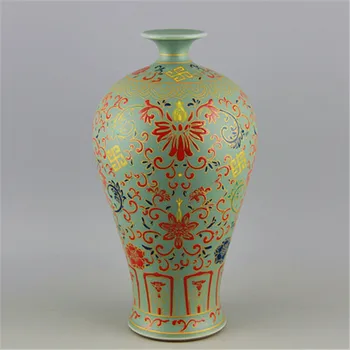 Antīko Qing Dinastijas porcelāna vāzi,zaļpelēka krāsa Emalja pudeli,Puses glezniecību, amatniecību,Apdare ,kolekcija&rota,Bezmaksas piegāde 1