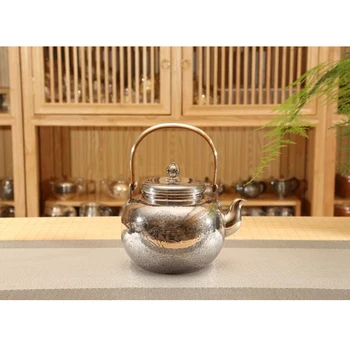 Sudraba pot 999 sudraba roku darbs tējas kopumu Japāņu retro tējkanna tējkanna mājās tējas ceremonija Kungfu tējas komplekts 1000ml 1