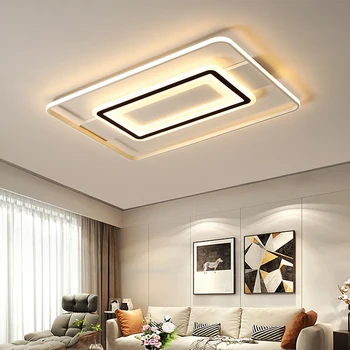 Mūsdienu LED griestu lampas dzīvojamā istabā spilgti modernas lampas balts melns LED griestu lampas, dzīvojamās istabas, ēdamistabas studiju lampas