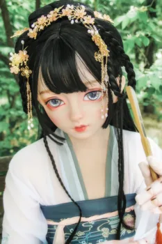 (jiang14)sieviešu salda meitene sveķu pusi galvas kigurumi crossdress cosplay japāņu anime lomu lolita lelle maska ar acu un parūka pirkt \ Kostīmi Un Piederumi ~ www.xenydancestudio.lv 11