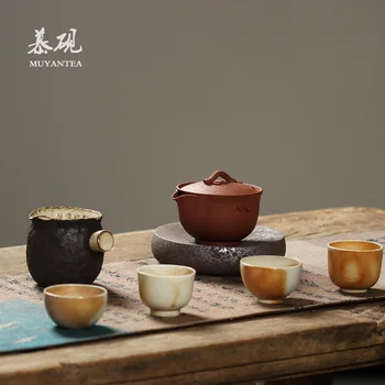 Neapstrādātu rūdu violeta smilšu tējkanna visu rokasgrāmata Japānas dārgumu pudeli rokas pavērās tējkannas vāciņu trauks Kung Fu tējas komplekts tējas komplekts