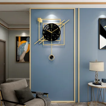 Ziemeļvalstu pulkstenis sienas pulkstenis dzīvojamā istabā gaismu luksusa mūsdienu vienkāršu personību radošā mākslas pulkstenis sienas modes mājas apdare 1