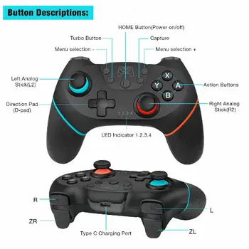 Bezvadu Bluetooth Gamepad Spēle kursorsviras Kontrolleri Nintend Slēdzis Pro Uzņēmējas Ar 6-asi Rokturis NS Slēdzis pro 1