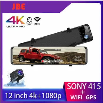 4K 3840*2160P 12 Collu Auto DVR Dash Cam WIFI GPS Sony IMX415 Atpakaļskata Spogulis 1080P Auto Kamera Video Ieraksti Parka Uzrauga
