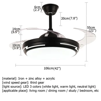 Hongcui Griestu Ventilators Gaismas Neredzamā Melnās Lampas Ar Tālvadības pulti Mūsdienu Vienkāršu LED Mājas viesistabā
