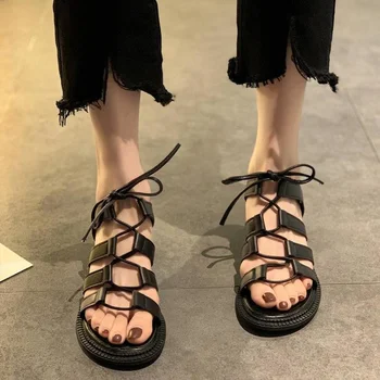 Mili-miya gladiator sieviešu sandales 2021. gada vasaras modes sieviešu chunky augstpapēžu kurpes siksnu sprādzes peep toe ērti kleitu kurpes pirkt \ Papēži ~ www.xenydancestudio.lv 11
