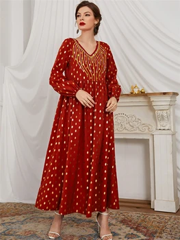 Musulmaņu Modes Kleita Vestido Longo Dubaija Abaya turku Islāma Arābu Āfrikas Sieviešu Drēbes Femme Musulmane Caftan Marokens Kaftan 2