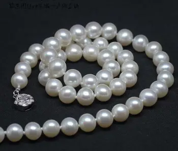 Klasiskās AAA++ 10-11mm kārta dienvidu jūras balto pērļu kaklarota, kulons 18inch 925silver piegāde 2