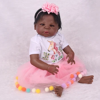 22 collu full vinila Melnās Āfrikas meitene lelle silikona lovely baby labākās rotaļlietas un dāvanas bērniem atdzimis lelles 2