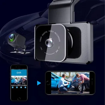 RUNTOO K10 Dash Cam WIFI GPS 3,0 Collu Auto DVR FHD) 1080P Dual Objektīvs, Video Reģistratori Priekšā un Aizmugurē Nakts Redzamības Atpakaļskata Kamera 2