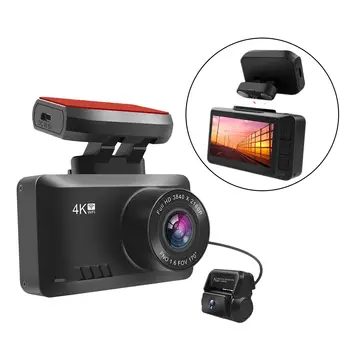 Automašīnas DVR Dual Cam 4K+1080P WIFI GPS Kameras valdes Loop Ierakstīšanas 128GB 2