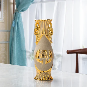 Baroka Rokoko stila Zeltītu Ziedu Turētājs Porcelāna Sveķu Keramikas Ziedu Vāze Dekoratīvas Vāzes Zelta Apdare Pārklājumu Vāze 2