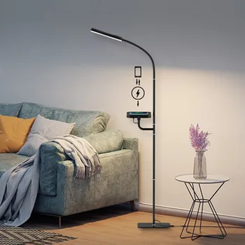 Mūsdienu tālvadības bezvadu uzlādes LED grīdas lampa Ziemeļvalstu mājas apdares, grīdas lampas dzīvojamā istabā, stāv lampas 2