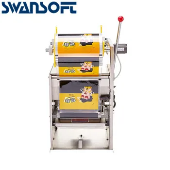 SWANSOFT Pusautomātiskā PVC Kastes Aizzīmogošanas Mašīnas Nerūsējošā Tērauda Elektriskā Pusautomātiskā Ātri Gatavi Pārtikas Tray Sealer 2