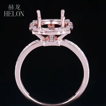 HELON Cietā 14K Rose Gold 0.3 ct Dabas Dimanti ir Sievietes Smalkas Rotaslietas Daļēji Mount Iesaistīšanās Kāzu Gredzenu Iestatījumu Fit Kārta 8.5 mm 2
