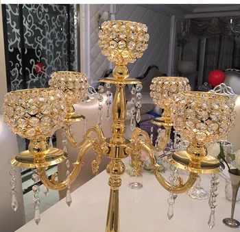 Luksusa Metāla svečturi candelabros zelta svece īpašnieks zelta svečturis kāzu svečturi kāzu centerpieces par tabulu 2