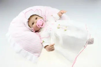 45cm Modes Silikona Bebe Atdzimis Lelles Miega Reāli Mīkstas Baby Meitenes Valkā Delikāts Balto Kleitu 18 Collu Bērniem, Rotaļlietas, Dāvanas, 2