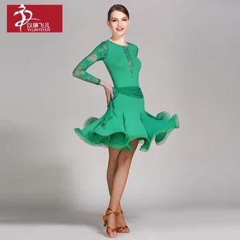 Modes jaunu profesionālo latīņamerikas deju akrobātiku krekls un svārki komplekts sievietēm augstas kvalitātes bezmaksas piegāde karstā pārdošanas 2