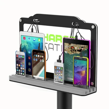 Pielāgojama Torņa Grīdas Stends Mobilo Telefonu Uzlādes Staciju Iebūvēts Led Apgaismojums 8 Porti iphone Samsung Android Tabl 2