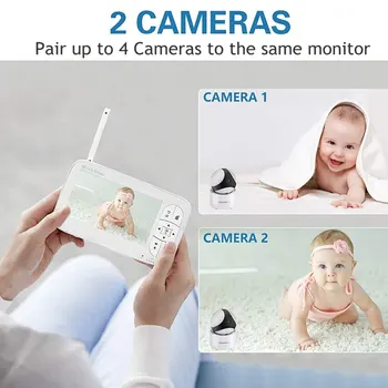 Video Baby Monitor 5 collu Displeju, 2-way Audio Runāt 720P Baby Camera Mūzikas Melodiju Nakts Redzamības Drošības Zīdaiņu Uzraudzības Kamera 2