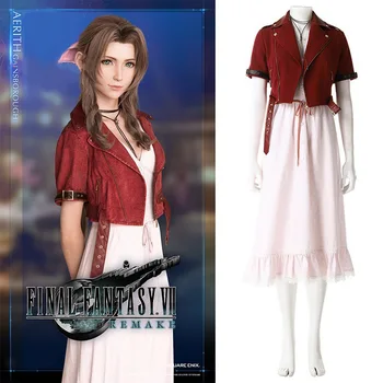 Ir 2021. Jaunu Final Fantasy Vii Pārtaisīt Cos Alise Aerith Kleitu, Tērpu, Pilns Komplekts, Ērtu Red Mazgātas Ādas Jaka Dzimšanas Dienas Dāvana 2