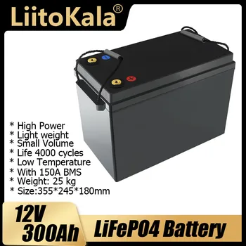 LiitoKala 12V 300Ah LiFePO4 Baterijas 12.8 V Baterijas 4000 Ciklu RV Campers Golfa Grozā Off-Road, Off-grid Saules Vējš 2