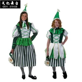 Sieviešu Tīņi Svētā Patrika Dienu Īrijā Īru Rūķīti Elf Kostīms, Zaļš Garu Halloween Mardi Gras Modes Puse Kleita 2