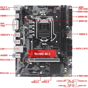 JGINYUE B250 Mātesplati Set Komplekts LGA 1151 Ar Intel Pentium I3 9100F Procesors Un 8 GB(1*8G) DDR4 Atmiņas VGA DMI HDMI B250M-VDH 2