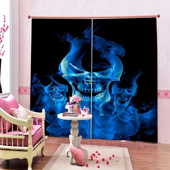 Pasūtījuma 3D Dzīvojamā Istaba Guļamistaba Aizkaru Blackout Zilā Cortinas Drapērijas Logu Virtuves Durvīm, Mājas Dekoru 2