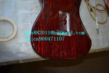 Jaunas veikti Ķīnā pusfabrikātiem, elektriskā ģitāra, ķermenis ar sarkaniem zebra koksnes+EMS bezmaksas piegāde, F-1830 2