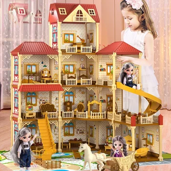 Bērnu Villa Rotaļu Mājas Komplekts Princess Pils Meitene Dzimšanas dienas Dāvanu Kastē 2