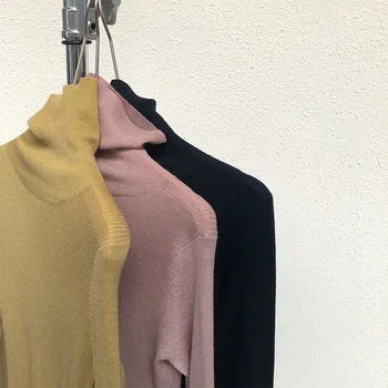 Sieviešu 2021 jaunu tendenci modes apakšā džemperis tīrtoņa krāsu slim slim ar trikotāžas džemperis džemperis gadījuma un ērts 2