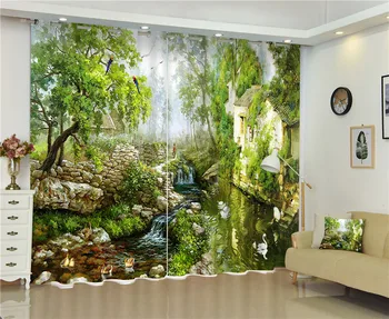 Mūsdienu Modes Džungļos skatīt Drukas 3D Tumšie Aizkari Gultas piederumi telpa, Dzīvojamā istaba Viesnīcā, Pārklāji Cortinas Paras Sala 2