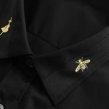 Jaunu 2021 Luksusa Vīriešu Klasiskās Izšūti bišu Čūska NLO Modes Kokvilnas Ikdienas Krekli Krekls Augstas Kvalitātes Īsām Piedurknēm A71 2