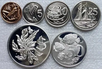 Britu Kaimanu Salas 1972 1.5.10.25.50 Centi 1 Juaņa ar 2 Sudraba Monētas, Pilns Komplekts, 6 gab Unc Nekustamā Oriģinālu Monētu Kolekcijas 2