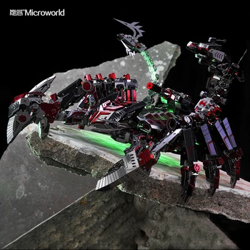 2018 Microworld Sarkano velnu scorpion modelis DIY lāzera griešana Jigsaw puzzle Dzīvnieku Robots modeli 3D metāla Puzzle Rotaļlietas pieaugušo Dāvanu 2