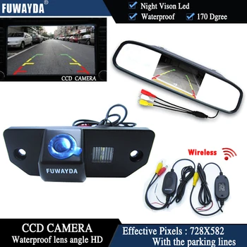 FUWAYDA Bezvadu CCD Čipu Automašīnu Čipu Atpakaļskata Kamera FORD FOCUS SEDANS (3Carriages) Ford C-max+4.3 Collu atpakaļskata Spogulis Monitors 2