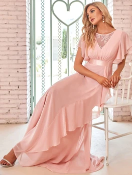 Kādreiz Diezgan Līgavas kleita Eleganta Mežģīņu V Kakla Līnijas, Vairumtirdzniecības 2021 Homecoming Kleitas Ar Savirmot Piedurknēm Vestidos De Gala 2