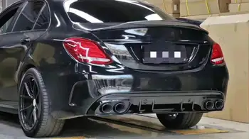 Auto Aizmugurējā Bufera Difuzoru Lūpu par Mercedes-Benz C Klases W205 Sporta Sedans 4 Durvis,. Gadam - 2019 Aizmugures Difuzoru Spoilers Izplūdes Uzgaļiem 2